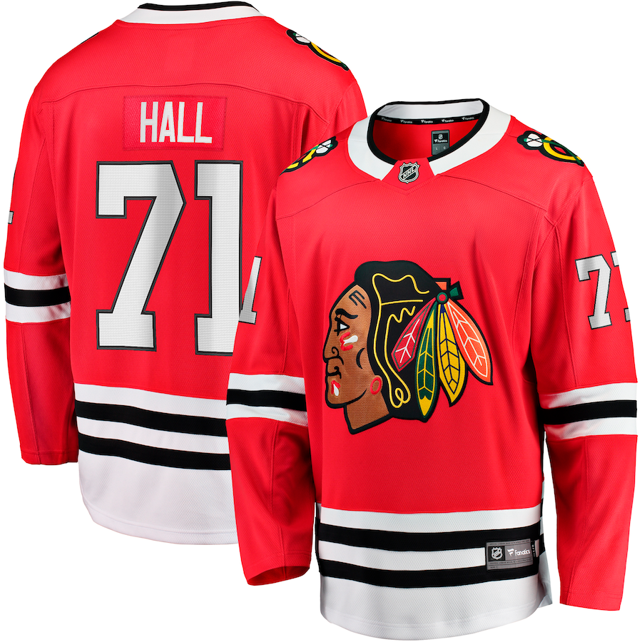 Men's Chicago Blackhawks Taylor Hall #71 Red Home Breakaway Jersey